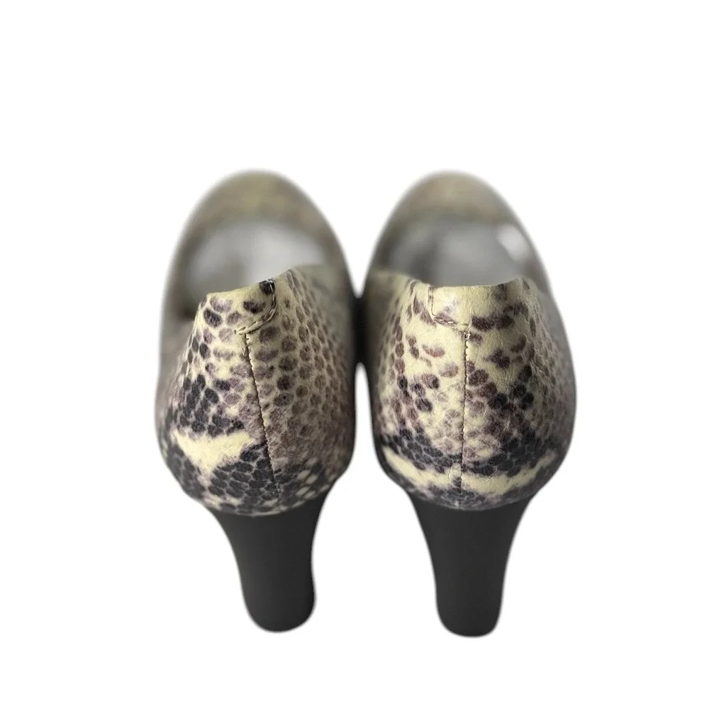 Rockport Walkability‎ Snakeskin Print Leather Pumps Adiprene V77685 Tan 9.5 W